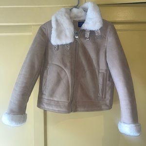 Fuzzy inside suede jacket
